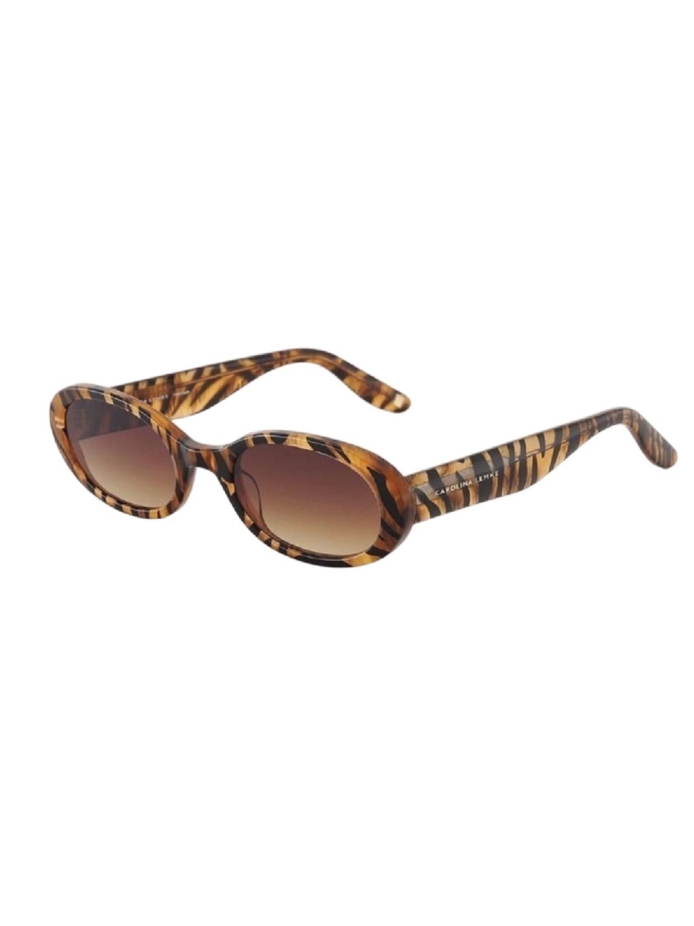 NEW Carolina Lemke Kika Brown Tiger Demi Sunglasses Animal Print Boho Festival